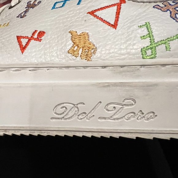Del Toro Embroidered Leather Moroccan Theme Lace Up Low Top Sneakers 7 - Picture 10 of 13